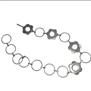 Vintage 90s Silver Flower Metal Chain Belt Adjustable Y2K Boho Grunge Length 36” - Picture 1 of 5