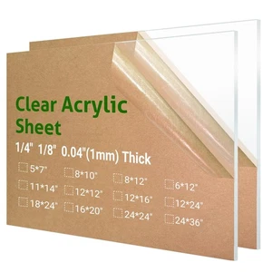2 Pieces 11 x 14” Clear Acrylic Sheet Plexiglass - 1/8”(3mm) Thick, Use for C... - Picture 1 of 6