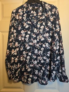 Banana Republic Dylan klassische Passform Excel marineblau Blumenmuster Knopfleiste lang... - Bild 1 von 7