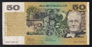 Australia R-505 F.. (1973) 50 Dollars - Phillips/Wheeler. 1st Prefix YAA.  aVF - Bild 1 von 2