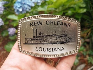 New Orleans Louisiana Belt Buckle Natchez Steamboat Vintage River Collectible - Picture 1 of 3