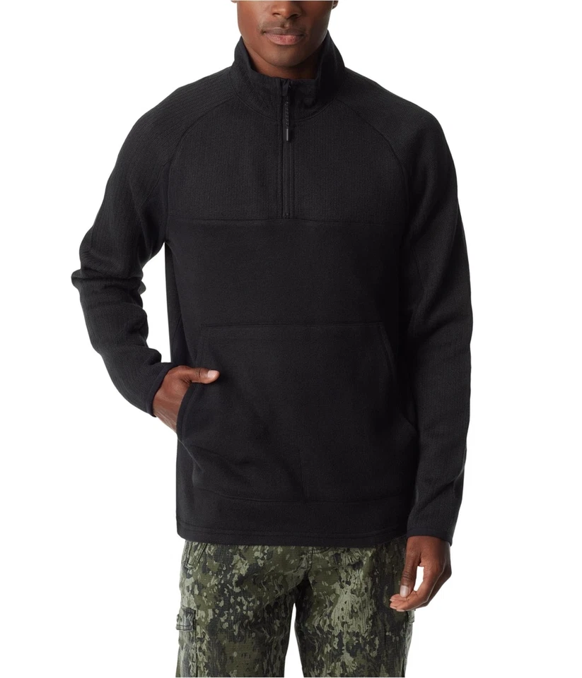 Bass Outdoor Men's Black Quarter-Zip Long Sleeve Pullover Sweater Size S