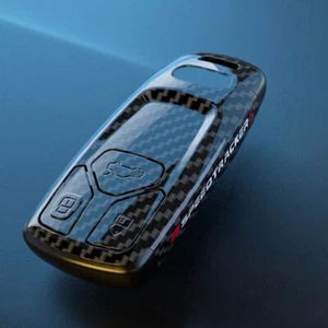 Custodia chiave fibra di carbonio auto key cover per Audi A6 A5 Q7 S4 S5 A4 B9 A4L - Foto 1 di 6