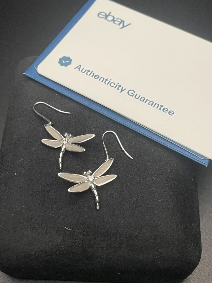 Tiffany & Co. 18k White Gold Diamond 0.14ct Dragonfly Earrings - Image 1 of 4