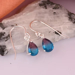 Teardrop Alexandrite Dangle Earrings Sterling Silver Anniversary Gift Earring - Picture 1 of 5