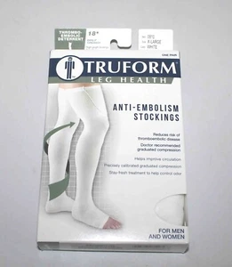 NEW TRUFORM 0810WH XL Anti-Embolism Open Toe Thigh High 18mmHg (White) X-Large - Picture 1 of 3