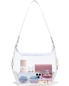 Bolso Transparente Estadio Aprobado Transparente Monedero para Mujer Bandolera Transparente Blanco - Imagen 1 de 7