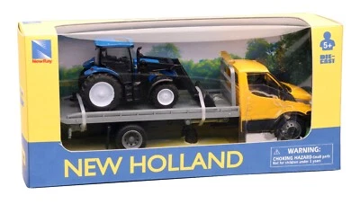 NEW-RAY IVECO DAILY ROLL-OFF+NEW HOLLAND TRATTORE AGRICOLO T6 SCALA 1:36DIE-CAST - Immagine 1 di 2