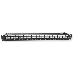 Keystone 24-portowy pusty panel 1HE 19" pole rozdzielcze panel krosowy czarny - Zdjęcie 1 z 2