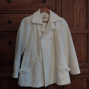 Chico's Smooth Fleece Ivory Pea Coat Size 0 - Picture 1 of 6