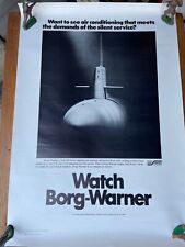 Vintage 1981 Borg-Warner U.S. Navy Nuclear Submarine Poster 17x24.5" WSJ USA