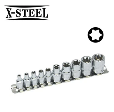 Selta Taiwan 10pc 1/4" & 3/8" Dr. Torx E-Star Female Socket Set: E4-E18 - image 1 of 4