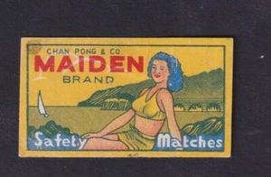 Ancienne petite étiquette   Allumettes Ile Maurice  BN1829965 Maiden Femme - Picture 1 of 1