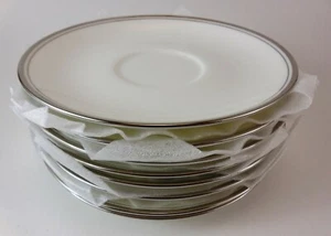 MIKASA Tea Saucers Mikasa Bone China Set of 8 AK08 Gothic Platinum - Picture 1 of 8