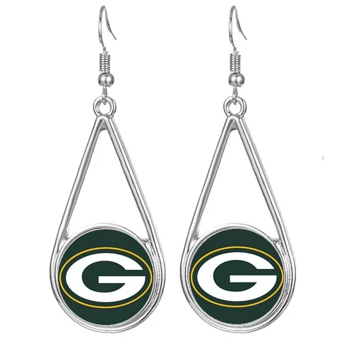 Green Bay Packers Womens Silver Drop Dangle Earrings w Gift Pkg D29 Cover