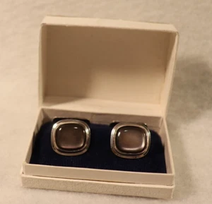 VINTAGE SCANDINAVIAN .835 SILVER CUFF LINKS SIGNED HM WITH JEWELERS BOX - Picture 1 of 6