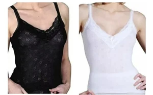 Paquete de 2 chalecos de ropa interior Spencer con cuello francés sin mangas con gota de nieve térmica para damas - Imagen 1 de 4