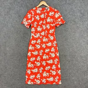 NEW Oasis Womens Dress Size S Small Red Floral Short Sleeve Shift Zip Slit 8531 - Picture 1 of 12