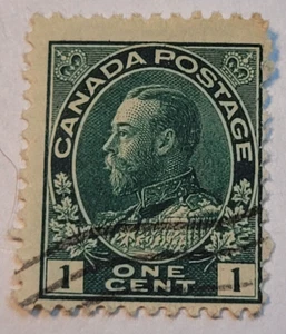Franqueo de Canadá ~ Rey Jorge V ~ Sello Verde 1₵ ~ Cancelado/Publicado ~ Años 30 ~ A1 - Imagen 1 de 6