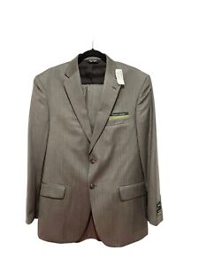 Jos A Bank 100% wool Suits traveler’s collecction tailored fit gray striped NWT