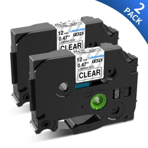 2 Stück Schwarz auf Klarsicht Schriftband für Brother TZe-131 TZ-131 PT-1280 P-Touch 12 mm - Bild 1 von 8