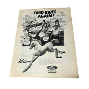 Ford Rides Again Pinto 1970 anuncio impreso original vintage - Imagen 1 de 3
