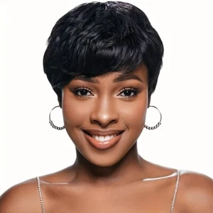 Pixie Cut Wigs Short Straight Human Hair Wigs For Women Full Machine Made Wig - Picture 1 of 13