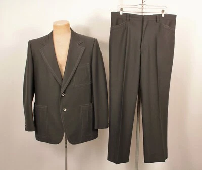 Traje de ocio para hombre de colección años 70 NOS negro 2 piezas talla M/L discoteca años 70 Foto 1 de 4
