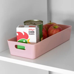 Pink Pantry Organiser Storage Tray 30cm Basket Box Desk Drawer Kitchen Cupboard - Picture 1 of 7