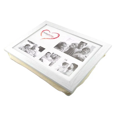 Knietablett mit Kissen und Fotorahmen Laptop Frühstück Kissentablett P-793 Weiß - Bild 1 von 4