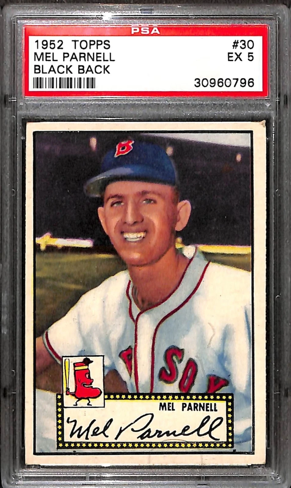 1952 TOPPS #30 Mel Parnell (Black Back) PSA 5 30960796