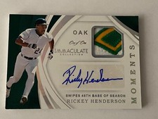 2019 Panini Immaculate Moments #1/1 Rickey Henderson Game Patch Autograph Auto