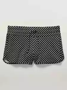 Athleta L LARGE Surge Swim Short Black/White Stripe Boyshorts Swim Bottoms NWT - Picture 1 of 5