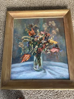 Hilda Karnoil, óleo sobre tabla bodegón floral Foto 1 de 4