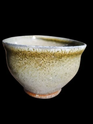 Soda Fired Japanese Shino Chawan Tea Bowl Footed Handmade Ceramic Pottery ART  - Image 1 of 4