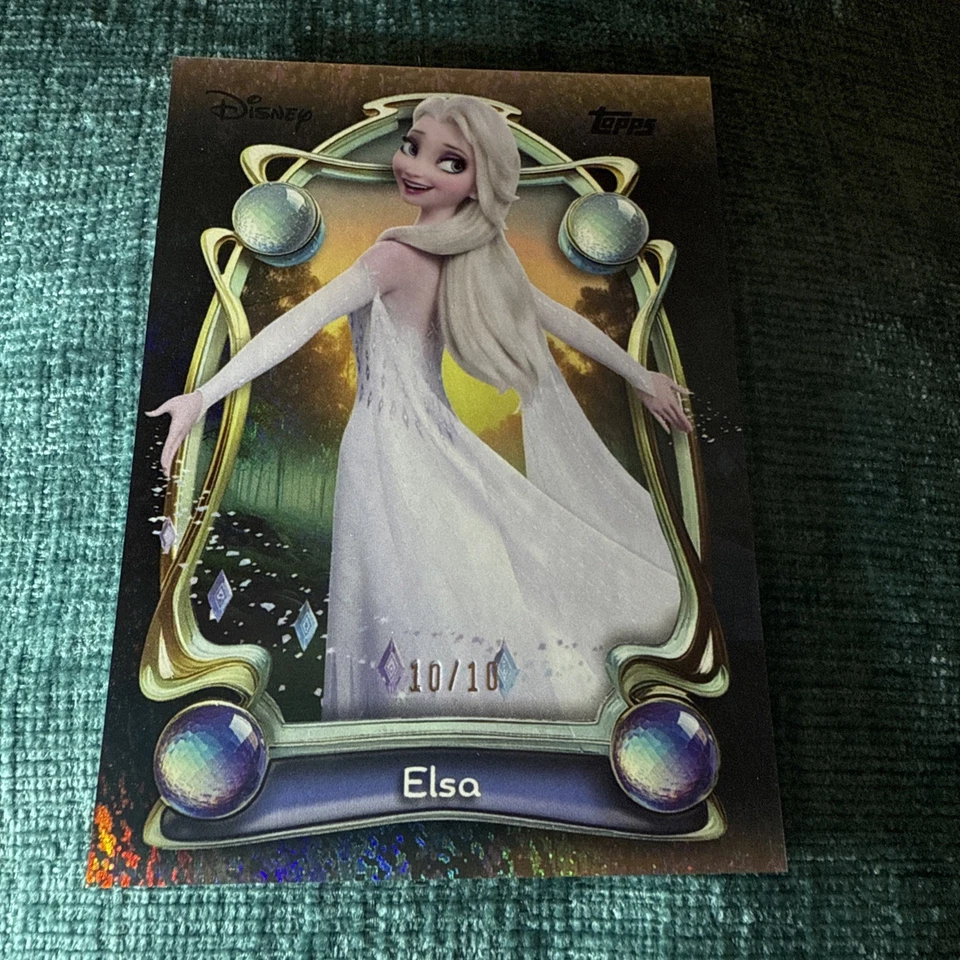 2025 Topps Disney Wonder ELSA Black Sparkle Foil Bookend 10/10 Super Short Print - Image 1 of 4