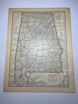 Mapa Estatal ALABAMA 1921 Fm 1921 Nueva Referencia Atlas VER DESCRIPCIÓN Foto 1 de 2