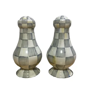 MacKenzie-Childs Check Smalto Grande Sale Pepe Shaker Set, Sterling Check 6,5" - Foto 1 di 5