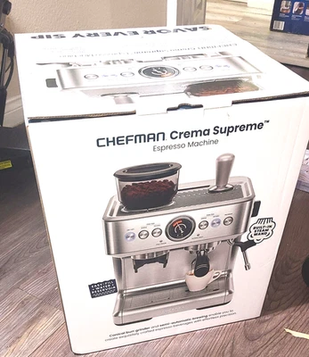 Máquina de café espresso semiautomática Chefman Crema Supreme RJ54-G-SS plateada TOTALMENTE NUEVA Foto 1 de 4