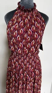 Vestido Taylor 6 Colorido Midi Halter Ikat Niveles Fluido Plisado Volantes Boho Chic - Imagen 1 de 24