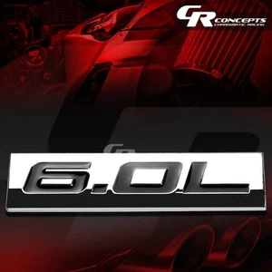 3M TAPE ON METAL EMBLEM DECAL LOGO TRIM BADGE POLISHED CHROME BLACK 6.0L 6.0 L - Bild 1 von 3