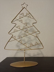 Weihnachtsbaum Kartenhalter in matt gold mit 18 dreieckigen Fächern für Grußkarten - Bild 1 von 2
