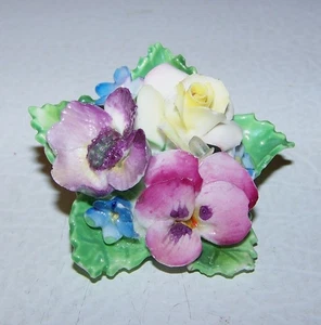 Vintage Crown Staffordshire England Porzellan Multicolor Floral Brosche gemarkt - Bild 1 von 5
