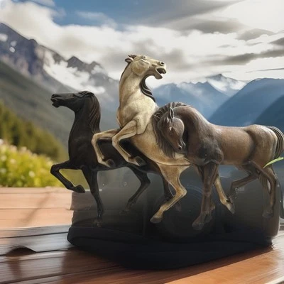 "CABALLOS SEMENTALES MUSTANG BURWOOD VINTAGE AÑOS 70 LISTOS PARA COLGAR DECORACIÓN DE PARED 34"" X 25""" Foto 1 de 4