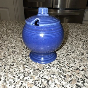 VINTAGE COBALT FIESTA MUSTARD JAR -FIESTAWARE - L9 - Picture 1 of 14