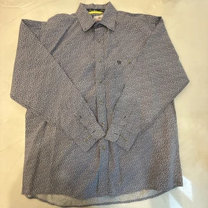 Camicia western Wrangler taglio cowboy George Strait XL blu stampa floreale - Foto 1 di 10