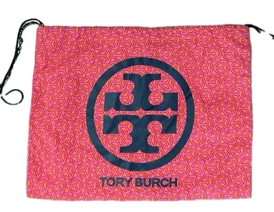 Bolso antipolvo Tory Burch naranja rosa logotipo cordón cartera de lujo protección 12 x 9,5 pulgadas Foto 1 de 4