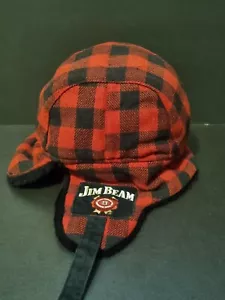 JIM BEAM Vintage Plaid Trapper Hat Fur W/Earflap & Buckle Lined OS Authentic VGC - Picture 1 of 9