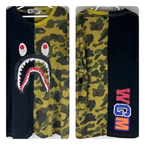 A Bathing Ape BAPE T Shirt Youth Size Large WGM Split Camo Black - Picture 1 of 6