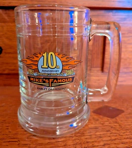 Mike's Famous Harley-Davidson 10th Anniversary Glass Beer Stein - Picture 1 of 1